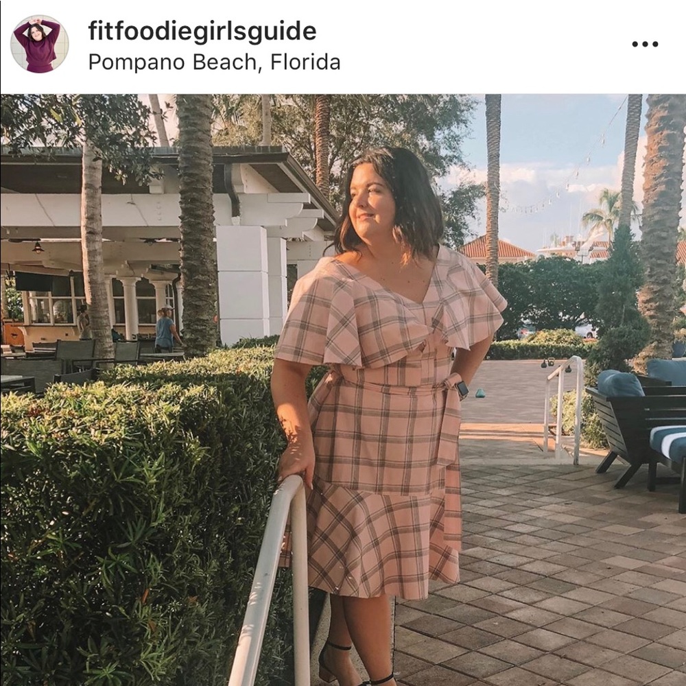 ELOQUII PINK PLAID DRESS